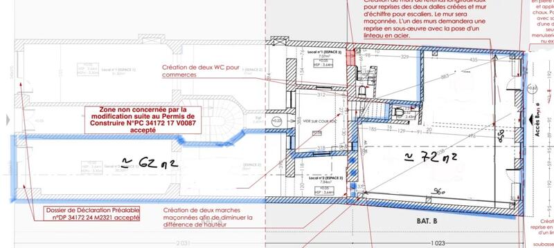 Magasins - 134 m² - 2 pièces