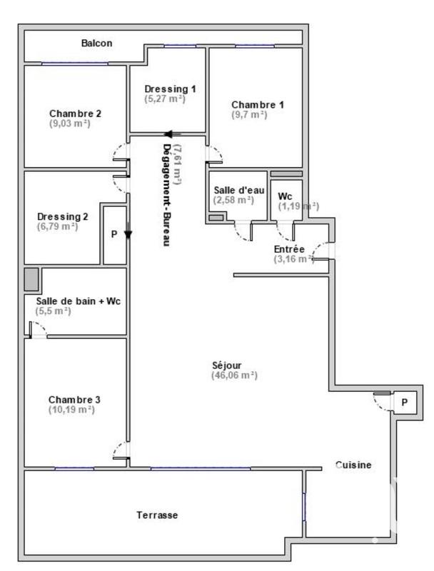 Appartement - 108 m² - 4 pièces