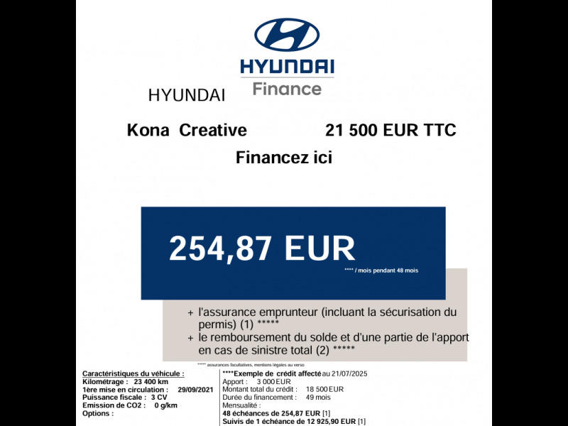 Hyundai Kona Electrique 64 kWh - 204 ch Creative