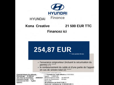 Hyundai Kona Electrique 64 kWh - 204 ch Creative