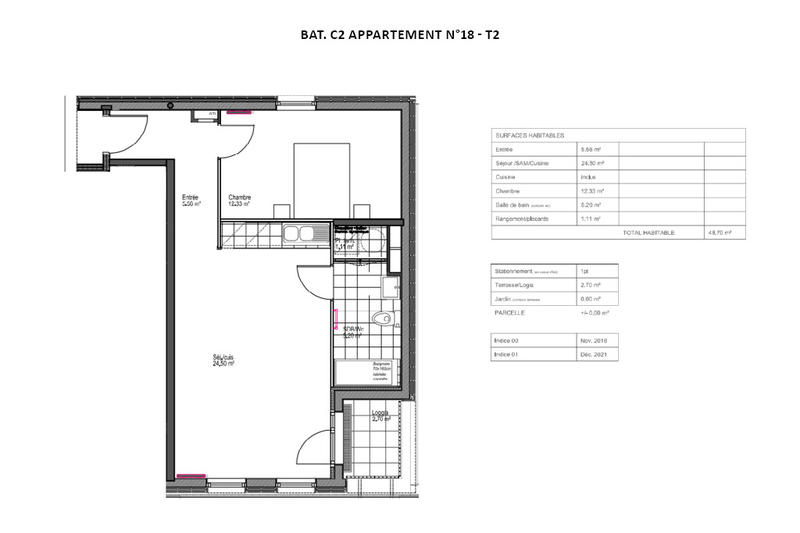 Appartement - 48 m² - 2 pièces