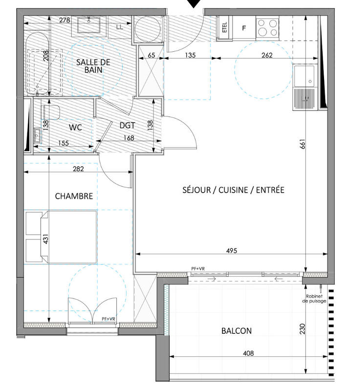 Appartement - 54 m² - 2 pièces