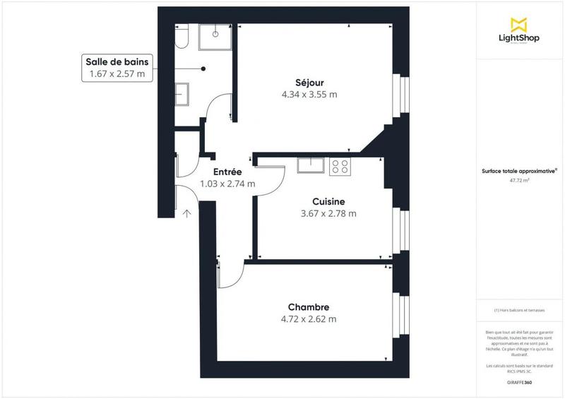 Appartement - 47 m² - 2 pièces