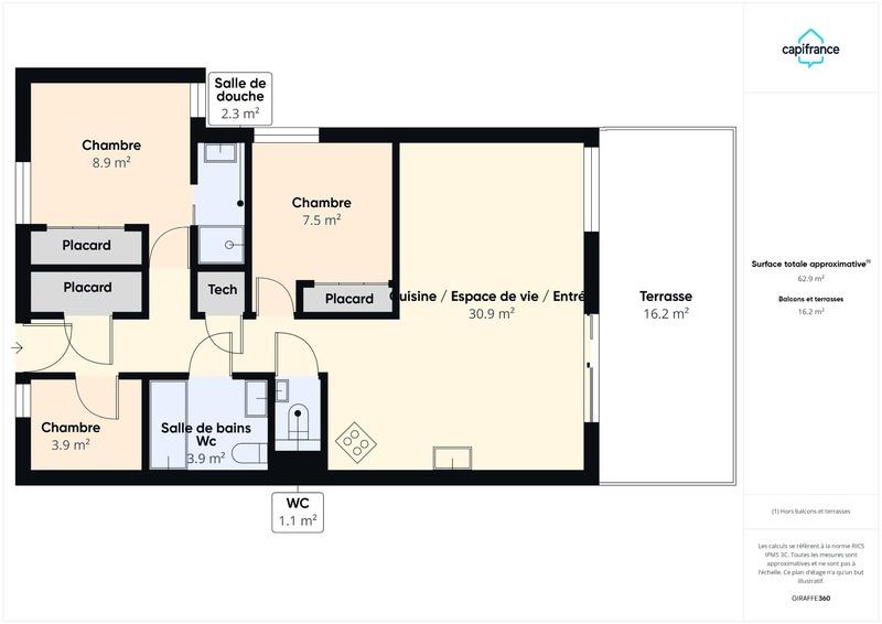 Appartement - 61 m² - 4 pièces