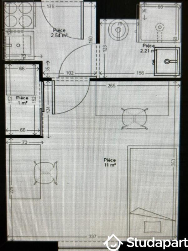 Appartement - 17 m² - 1 pièce