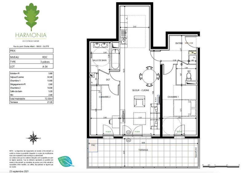 Appartement - 72 m² - 3 pièces