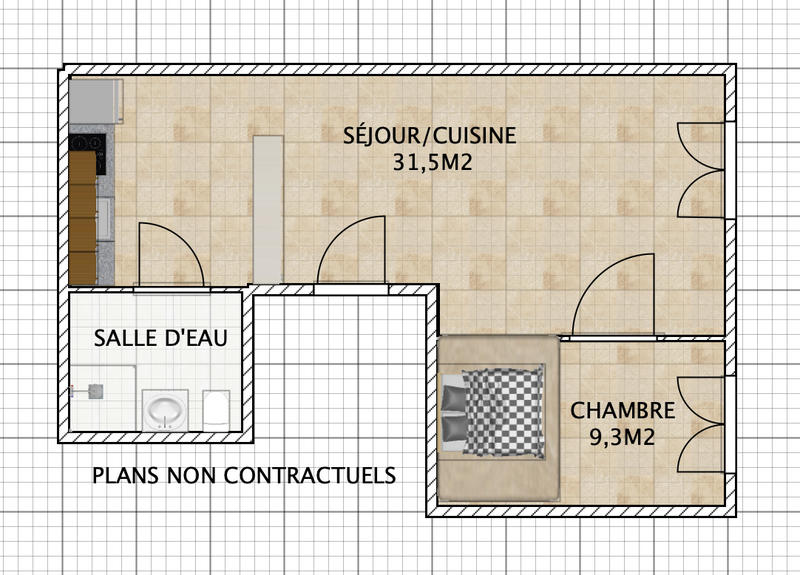 Appartement - 50 m² - 2 pièces