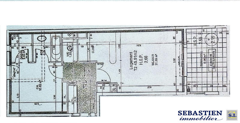 Appartement - 46 m² - 2 pièces