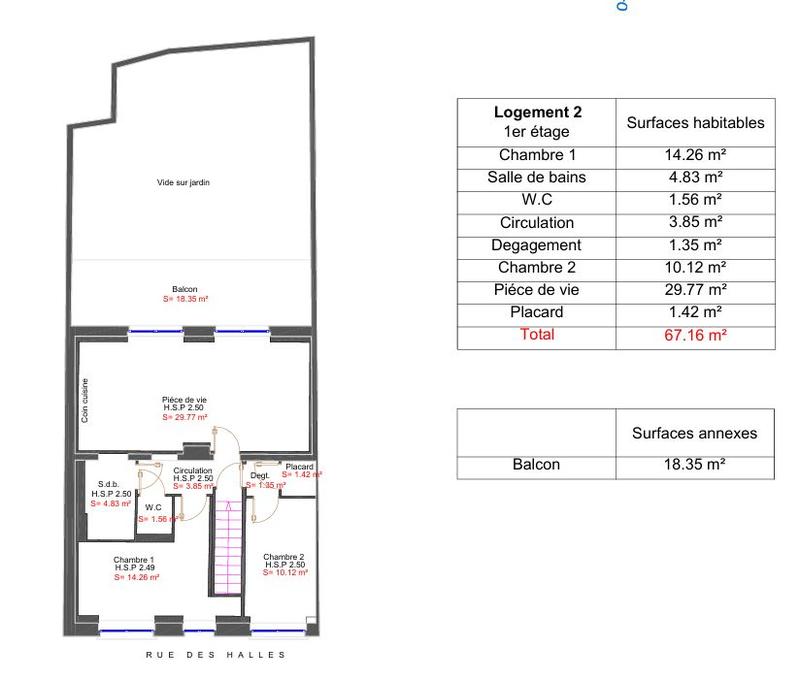 Appartement - 67 m² - 3 pièces