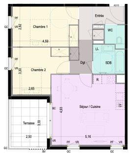 Appartement - 64 m² - 3 pièces