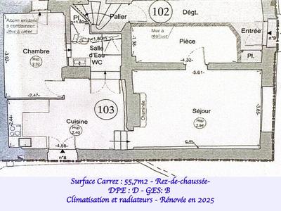 Appartement - 55 m² - 3 pièces