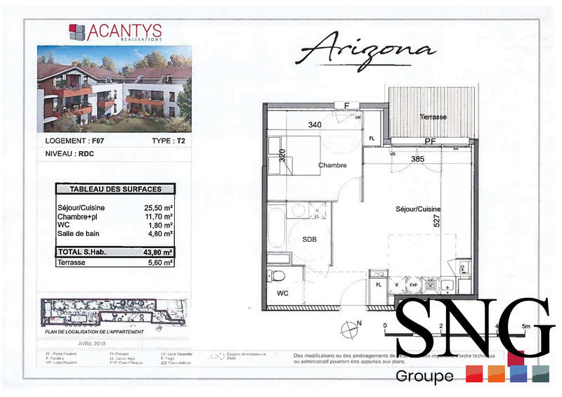 Appartement - 44 m² - 2 pièces