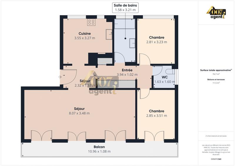 Appartement - 75 m² - 3 pièces