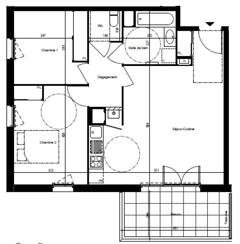 Appartement - 61 m² - 3 pièces
