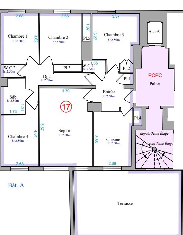 Appartement - 98 m² - 5 pièces