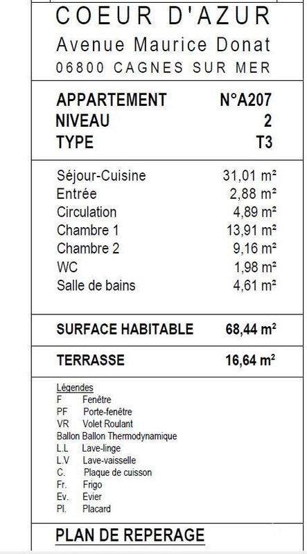 Appartement - 68 m² - 3 pièces