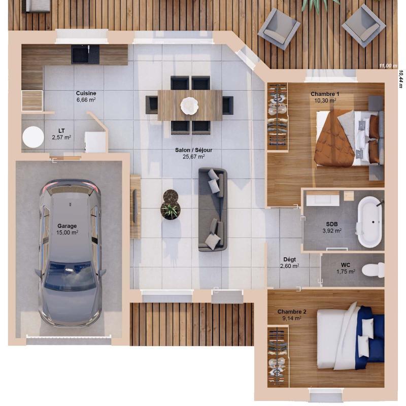 Maison - 63 m² - 4 pièces