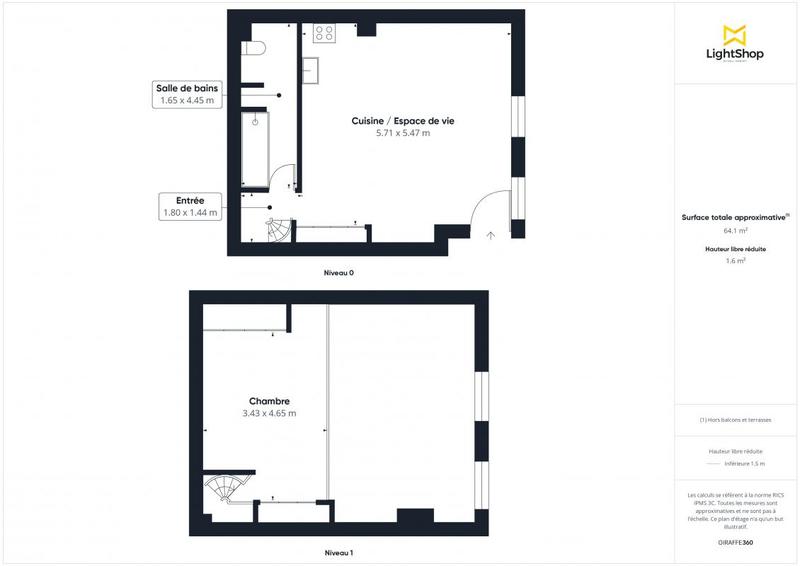 Appartement - 62 m² - 2 pièces