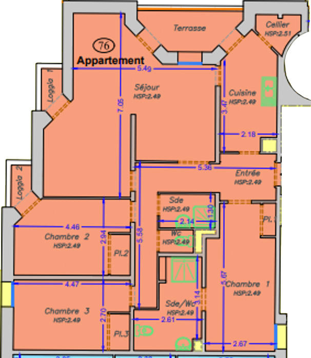 Appartement - 103 m² - 5 pièces