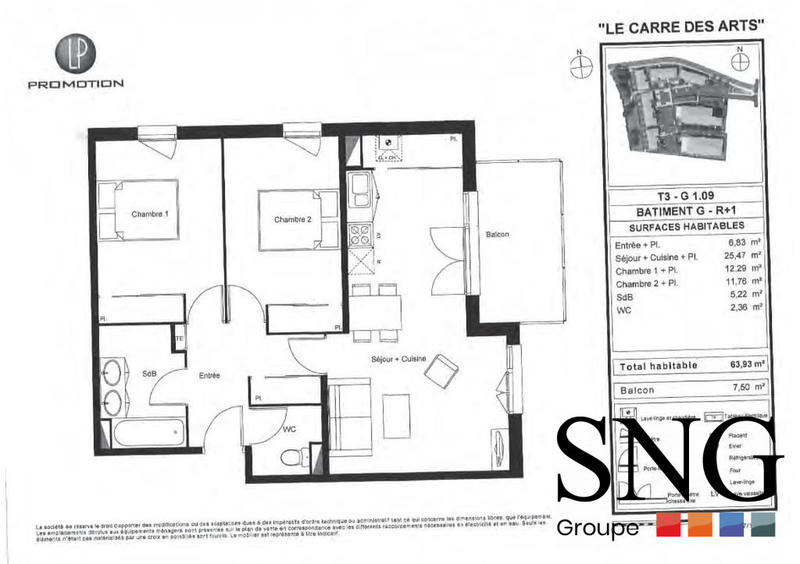 Appartement - 64 m² - 3 pièces