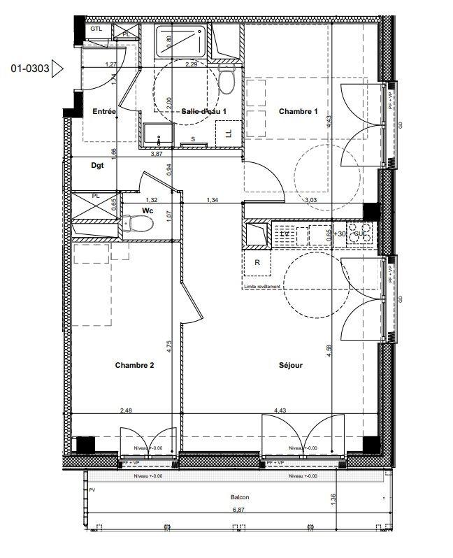 Appartement - 64 m² - 3 pièces