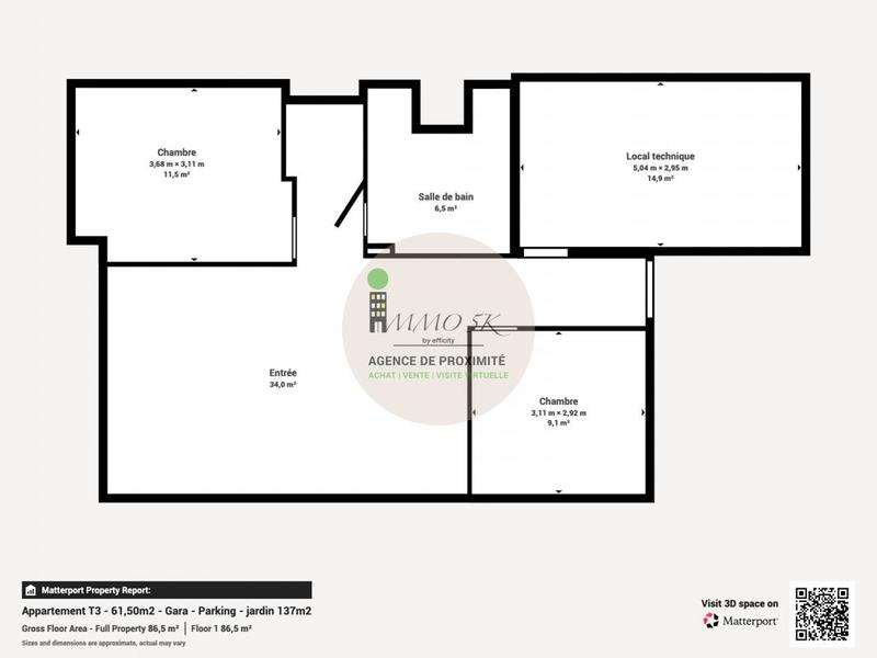 Appartement - 61 m² - 3 pièces