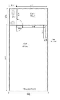 Local commercial - 50 m² - 1 pièce