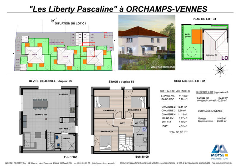 Appartement - 90 m² - 5 pièces