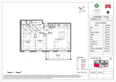 Appartement - 71 m² - 3 pièces