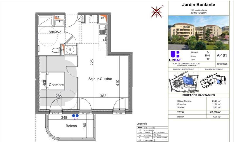 Appartement - 42 m² - 2 pièces