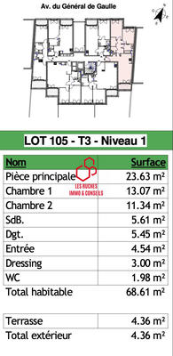 Appartement - 68 m² - 3 pièces