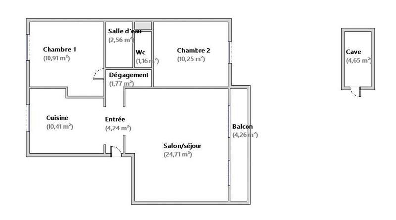 Appartement - 66 m² - 3 pièces