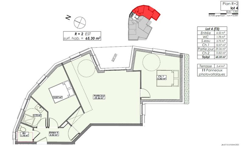 Appartement - 65 m² - 3 pièces