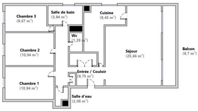 Appartement - 83 m² - 4 pièces