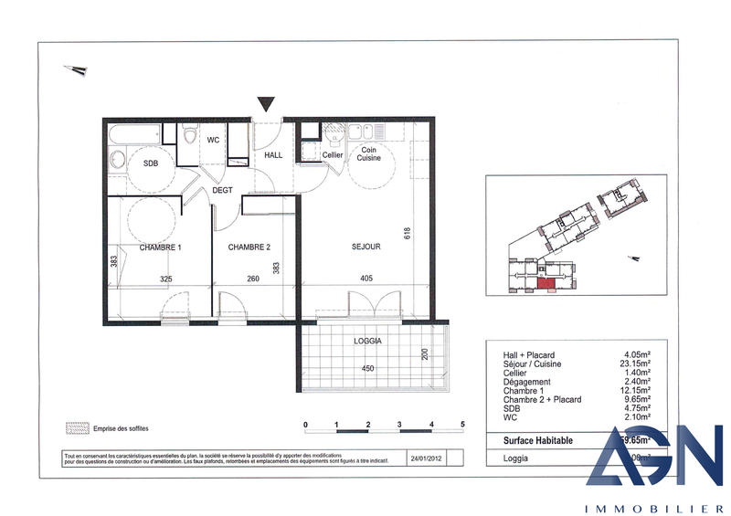 Appartement - 60 m² - 3 pièces