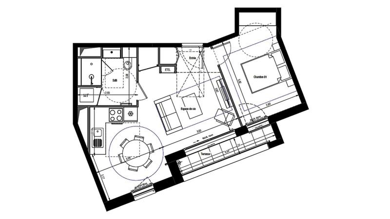 Appartement - 45 m² - 2 pièces