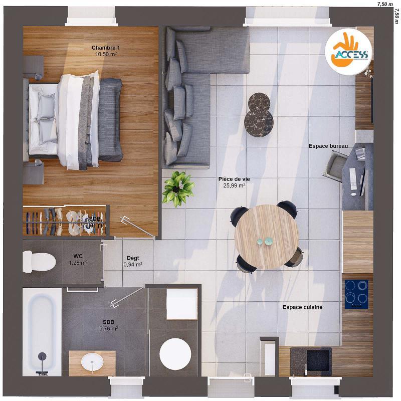 Maison - 44 m² - 3 pièces