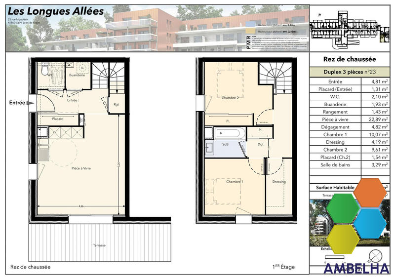 Appartement - 68 m² - 3 pièces