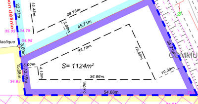 Terrain constructible - 1 124 m²