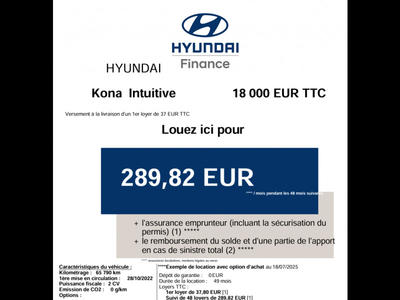 Hyundai Kona Electrique 39 kWh - 136 ch Intuitive