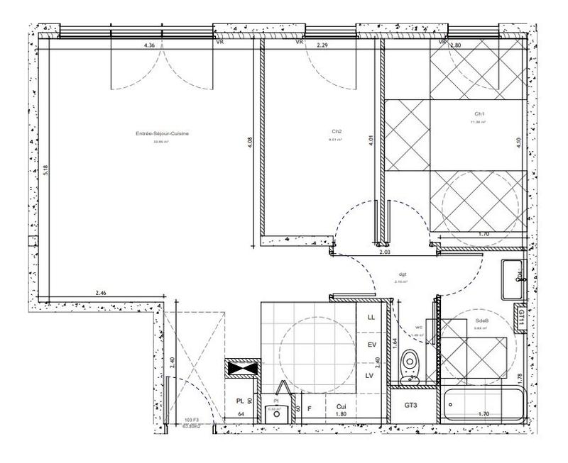 Appartement - 63 m² - 3 pièces