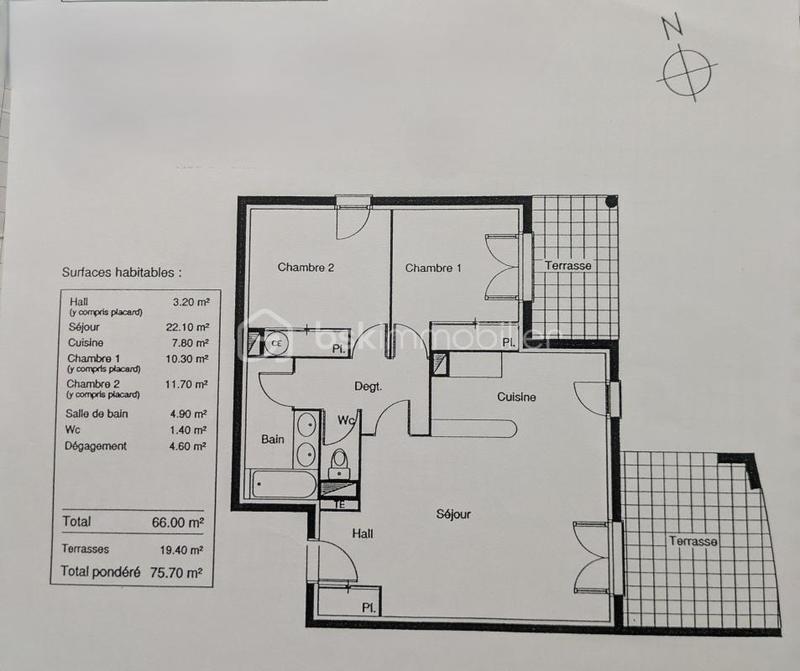 Appartement - 66 m² - 3 pièces