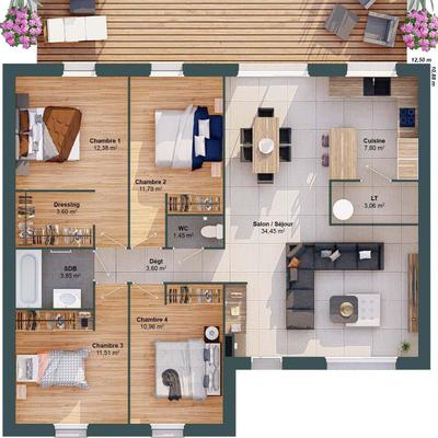 Maison - 104 m² - 6 pièces