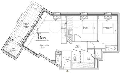 Appartement - 59 m² - 3 pièces
