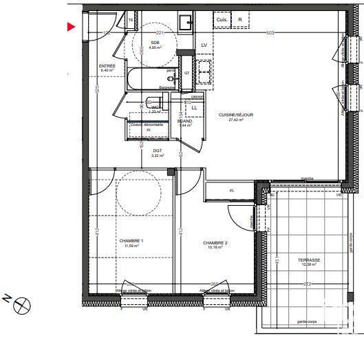 Appartement - 66 m² - 3 pièces