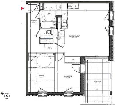 Appartement - 66 m² - 3 pièces