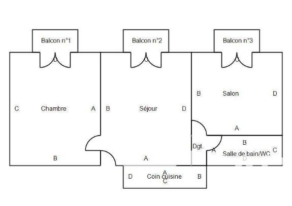Appartement - 50 m² - 3 pièces