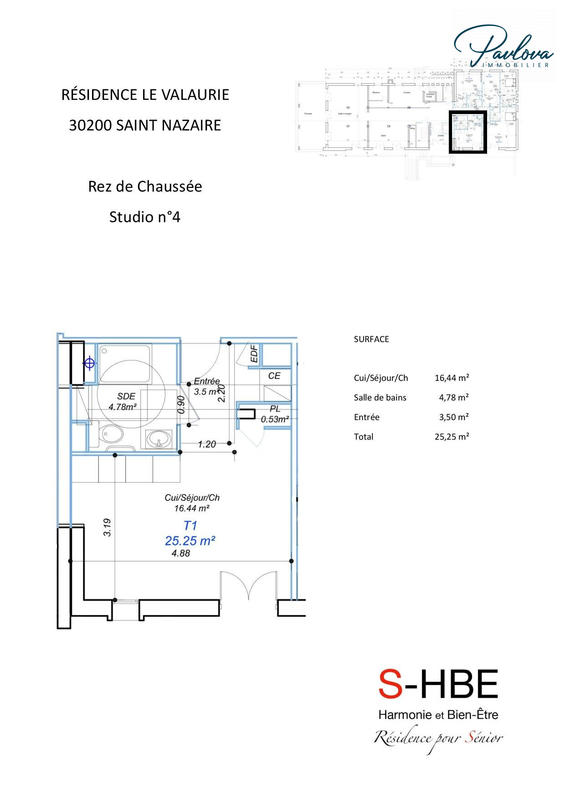 Appartement - 25 m² - 1 pièce