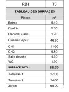 Appartement - 86 m² - 3 pièces