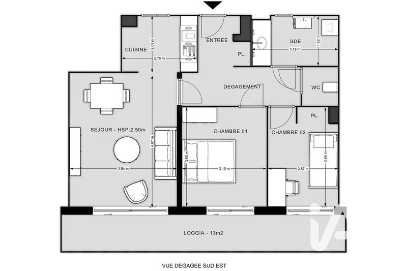 Appartement - 62 m² - 3 pièces